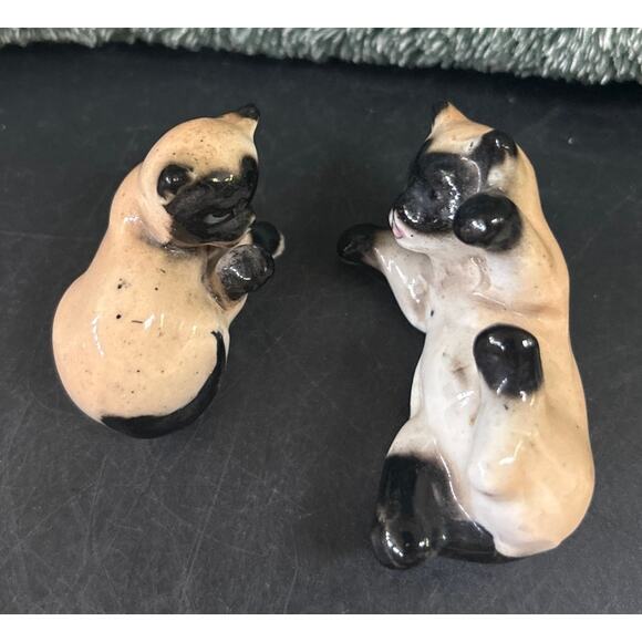 Vintage Pair of Miniature Siamese Cats Kittens Bone China - Picture 5 of 10